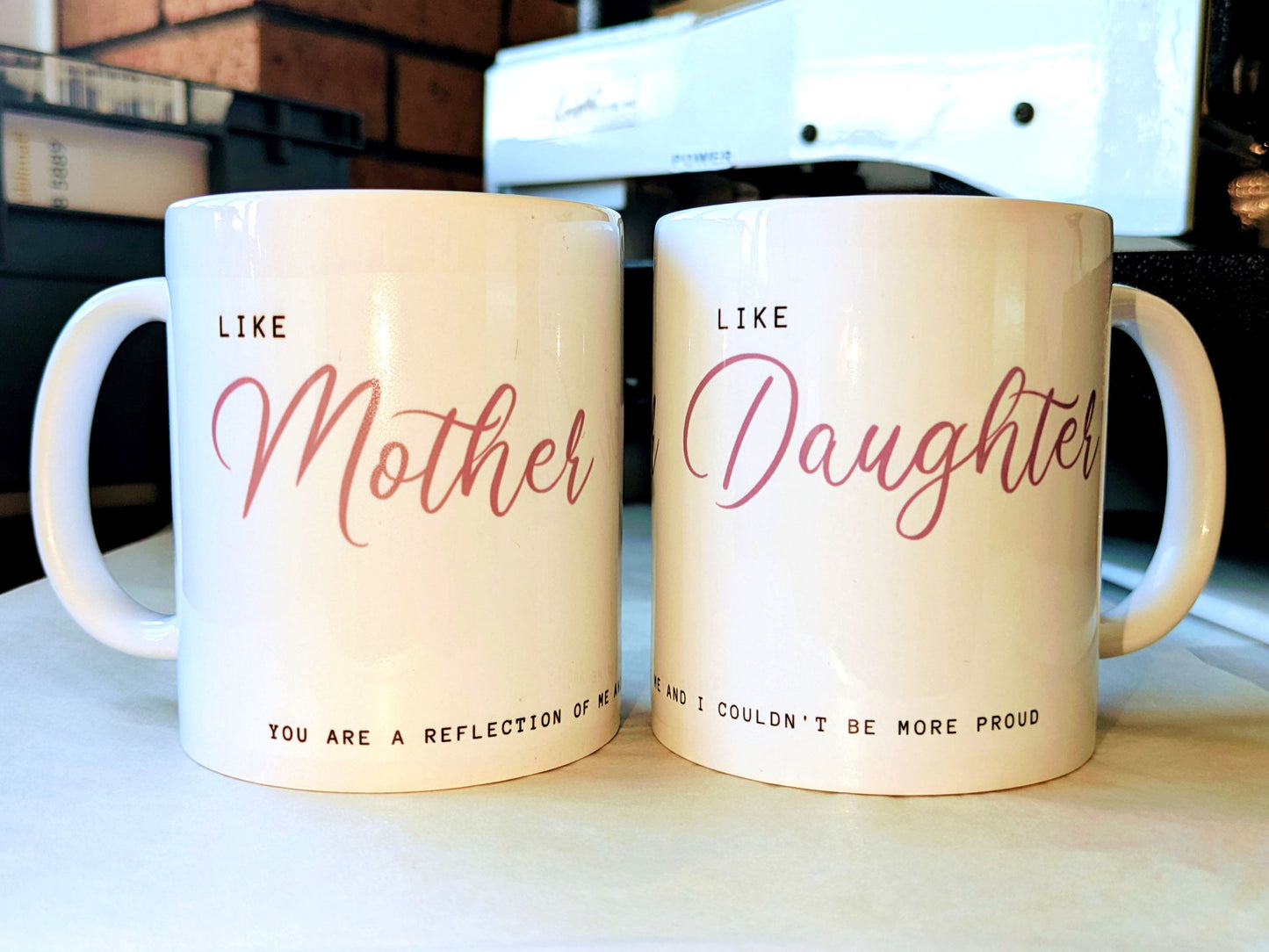 Set Of 2 x Mugs Personalized Mum Daughter Mugs - 11oz Ceramic Mug for Mothers Day