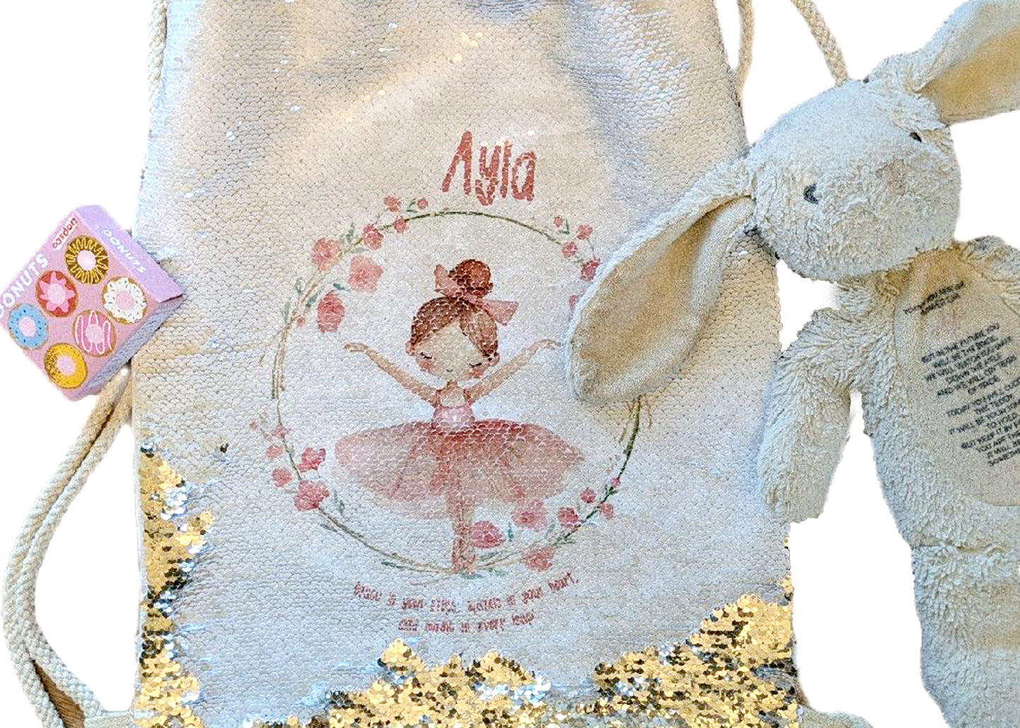 Ballerina Drawstring Sequin Reveal Childrens Bag