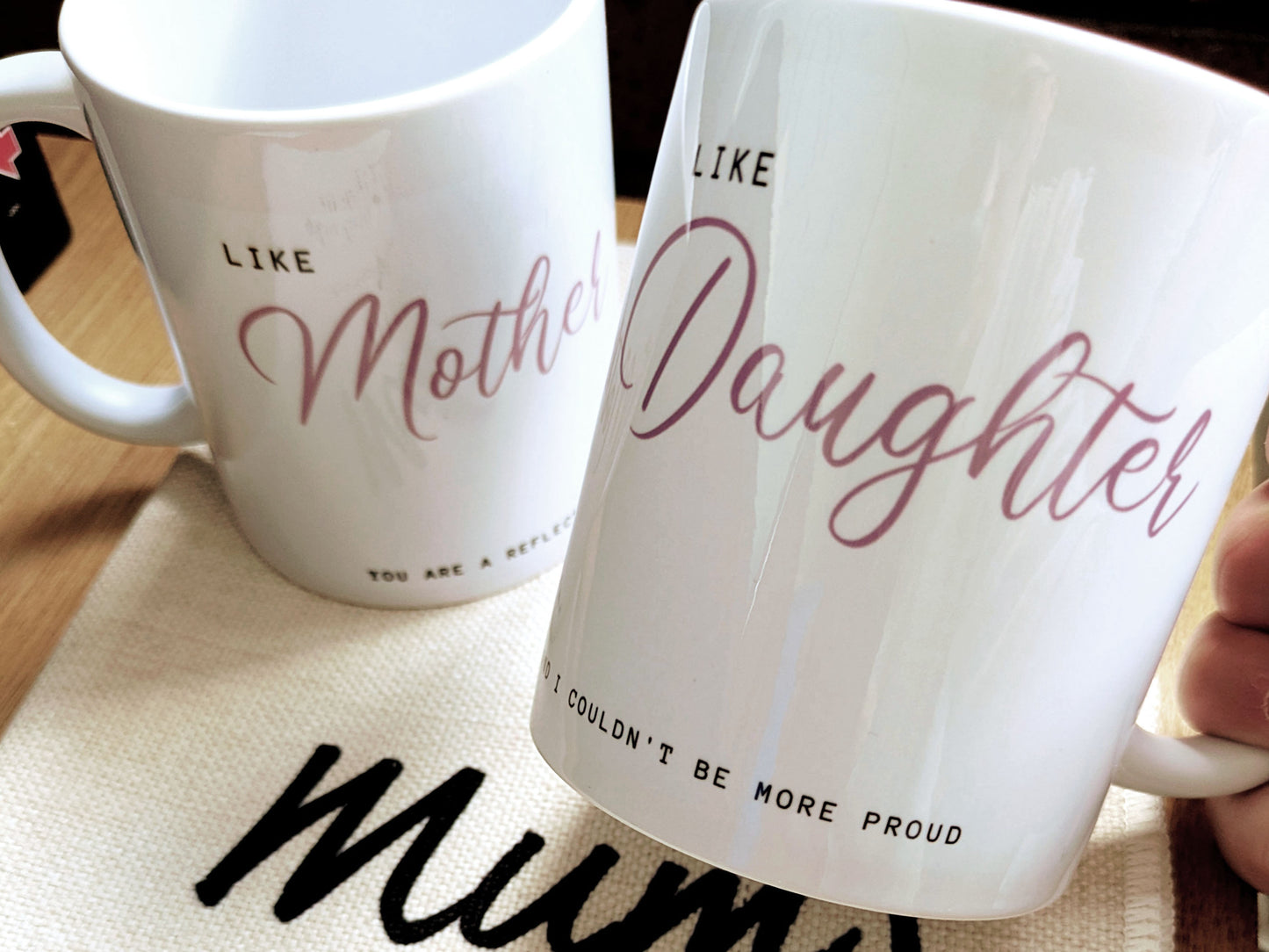 Set Of 2 x Mugs Personalized Mum Daughter Mugs - 11oz Ceramic Mug for Mothers Day