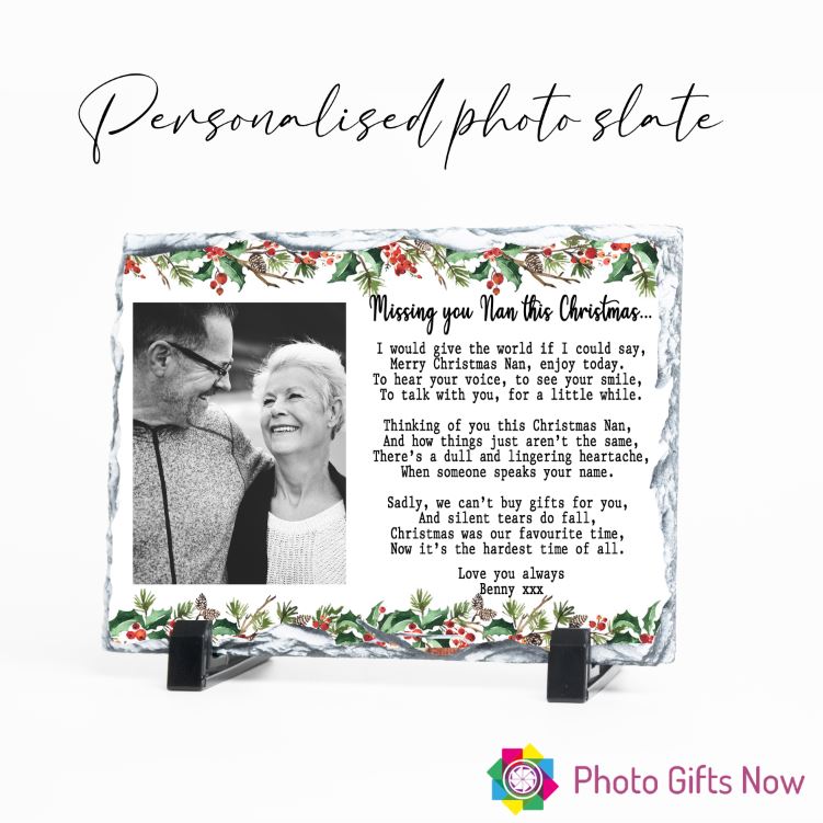 Personalised Memorial Photo Slate || Rectangle 19 x 14 cm