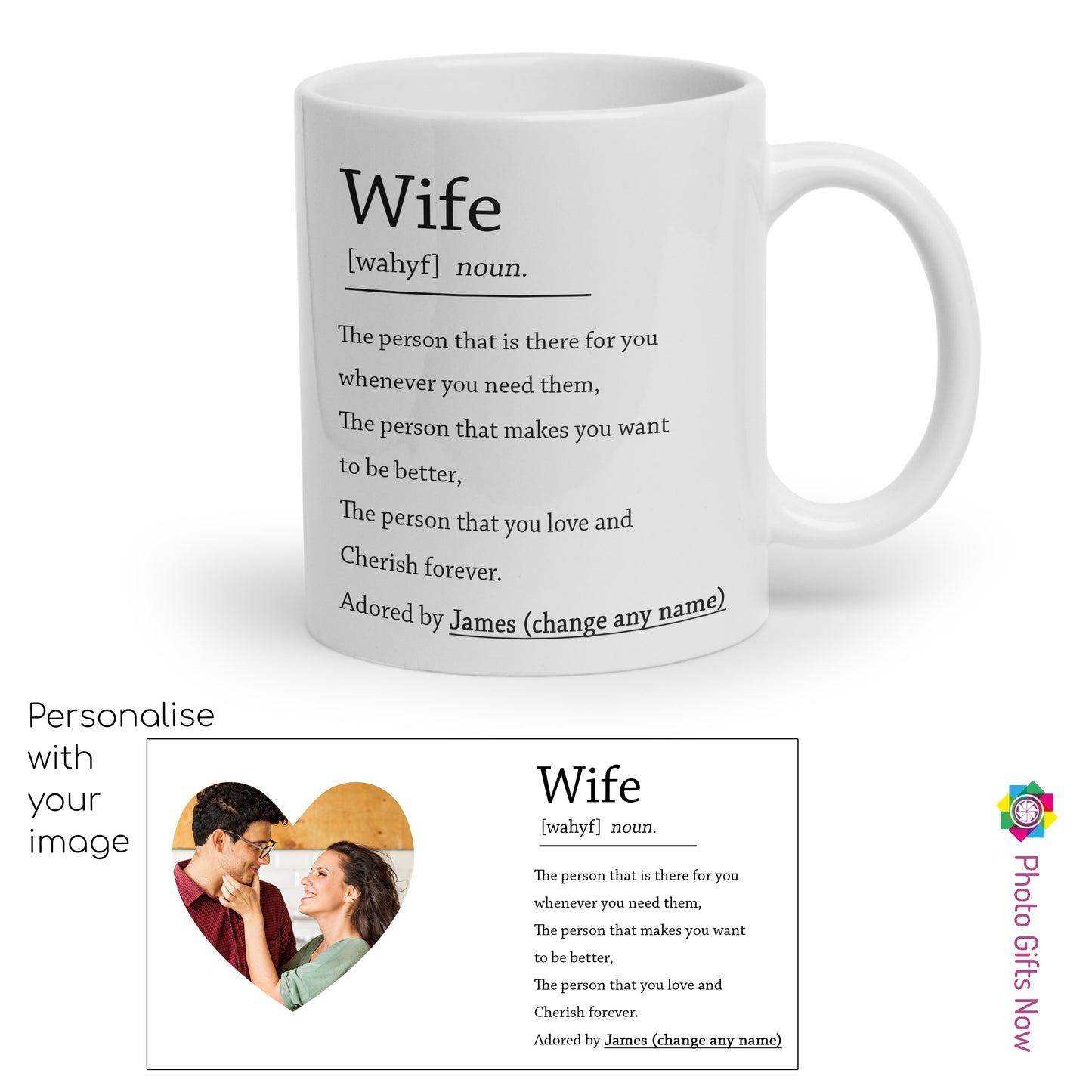 Personalised Valentines Day Mugs | For Her | 11oz Mug | Your Image Design Gift Present|