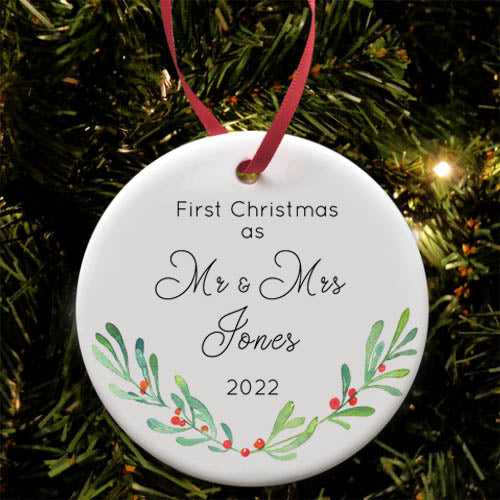 Personalised Christmas Bauble || First Christmas || Ceramic Decoration || Tree Decoration