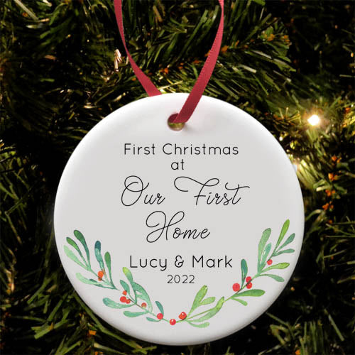 Personalised Christmas Bauble || First Christmas || Ceramic Decoration || Tree Decoration