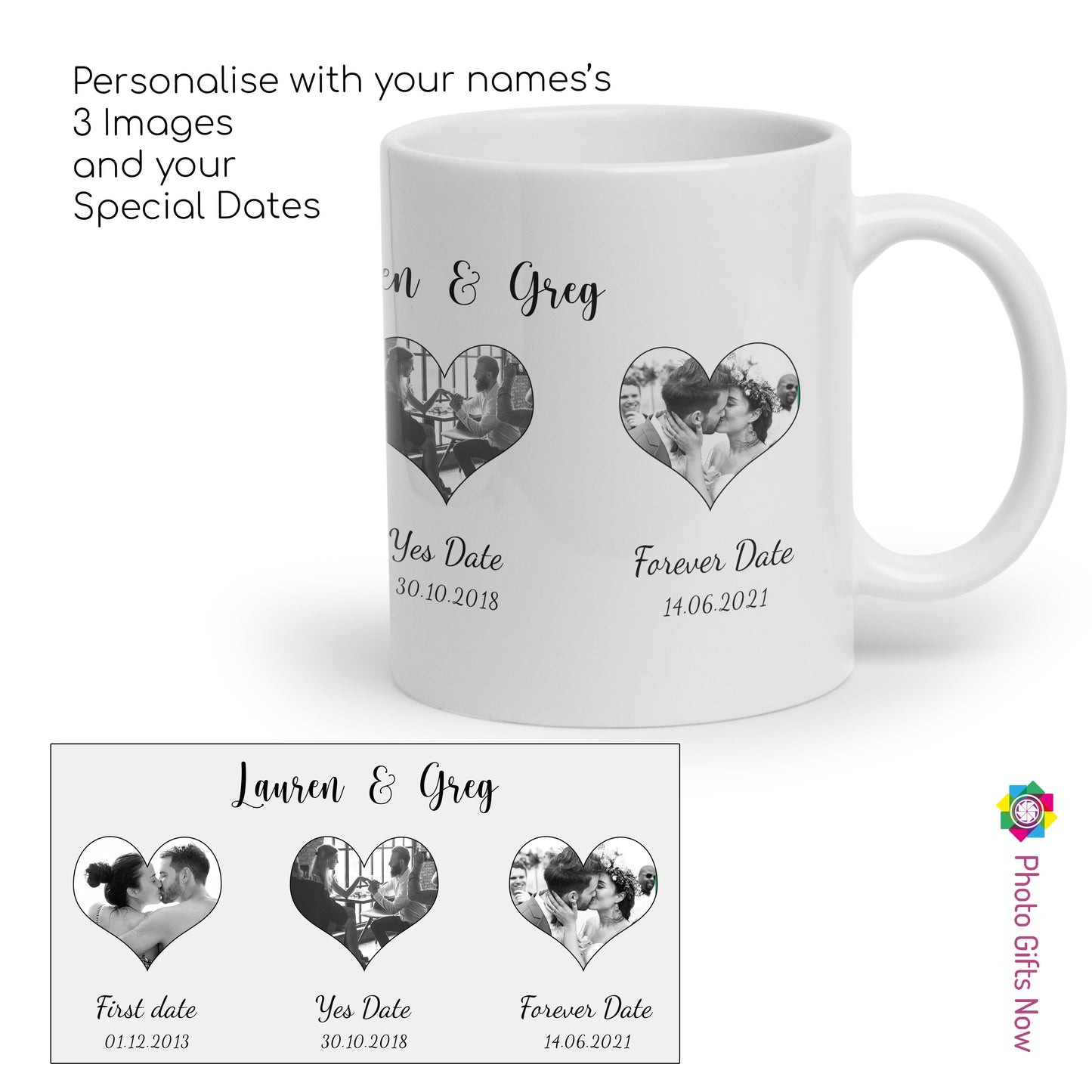 Personalised Valentines Day Mugs | For Her | 11oz Mug | Your Image Design Gift Present|