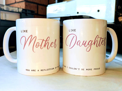 Set Of 2 x Mugs Personalized Mum Daughter Mugs - 11oz Ceramic Mug for Mothers Day