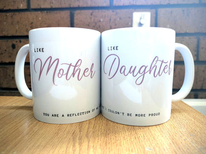 Set Of 2 x Mugs Personalized Mum Daughter Mugs - 11oz Ceramic Mug for Mothers Day