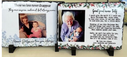 Personalised Memorial Photo Slate || Rectangle 19 x 14 cm