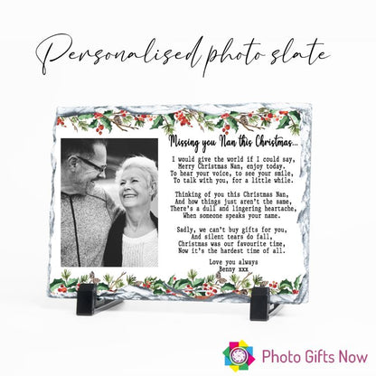 Personalised Memorial Photo Slate || Rectangle 19 x 14 cm