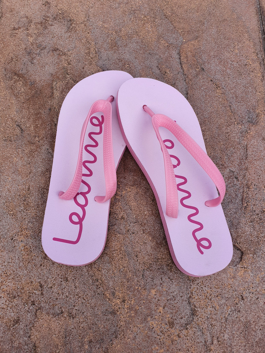 Personalised Flip Flops || Ladies || Kids || PINK or BLACK || Island Style.