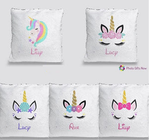 Personalised Sequin Cushion || Magic Reveal || Unicorn Design