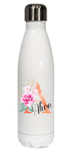 Load image into Gallery viewer, Personalised Stainless Steel 500ml || Bowling Water Bottle ||  Glitter Effect Initial || Chilly Design