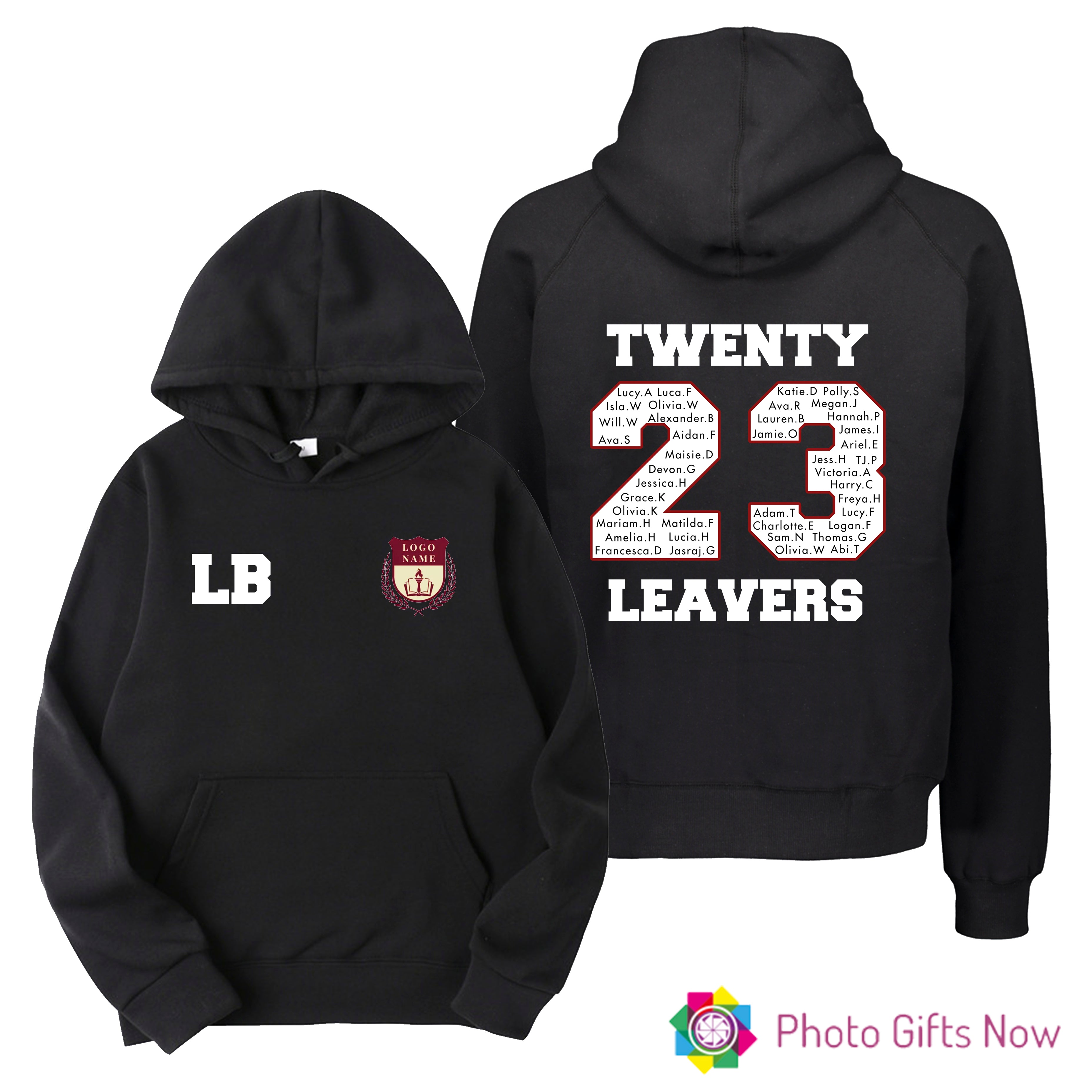 Personalised Leavers Hoodie || Class Of 23 || Grey or Black || Unisex ||  Adults/Kids 