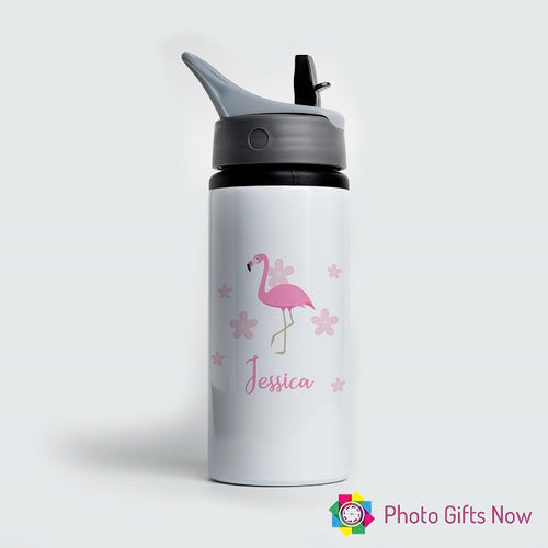 Personalised Metal 625 ml || Flip Top Water Bottle || BPA free || Flamingo