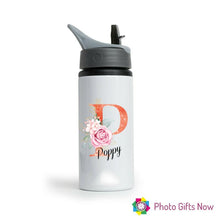 Load image into Gallery viewer, Personalised Metal 625 ml || Flip Top Water Bottle || BPA free || Glitter Initials.
