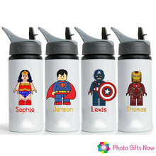 Load image into Gallery viewer, PERSONALISED LEGO Superhero Water Bottle 625ml ||  BPA free