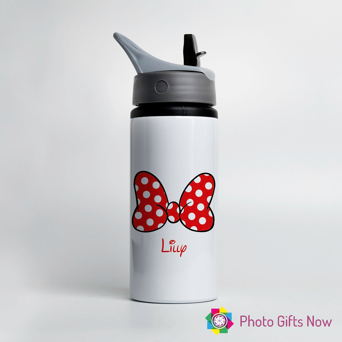Personalised Metal 625 ml || Flip Top Water Bottle || BPA free || Minnie Bow