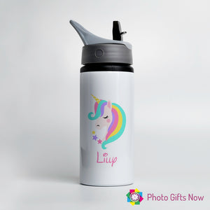 Personalised Metal 625 ml || Flip Top Water Bottle || BPA free || Unicorn