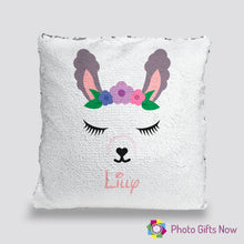 Load image into Gallery viewer, Personalised Sequin Cushion || Magic Reveal || Llama Design