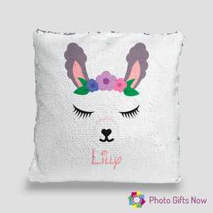 Personalised Sequin Cushion || Magic Reveal || Llama Design