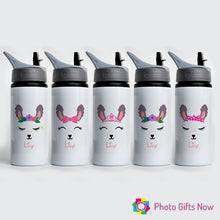 Load image into Gallery viewer, Personalised Metal 625 ml || Flip Top Water Bottle || BPA free || Llama