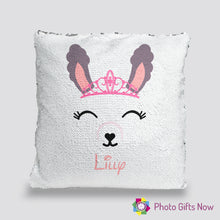 Load image into Gallery viewer, Personalised Sequin Cushion || Magic Reveal || Llama Design