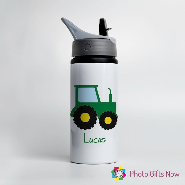 Personalised Metal 625 ml || Flip Top Water Bottle || BPA free || Tractor