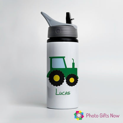 Personalised Metal 625 ml || Flip Top Water Bottle || BPA free || Tractor