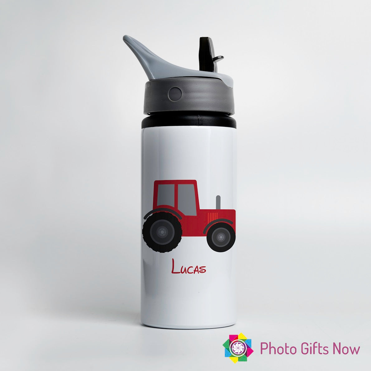 Personalised Metal 625 ml || Flip Top Water Bottle || BPA free || Tractor
