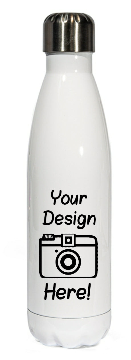 Personalised Stainless Steel 500ml || Bowling Water Bottle ||  Own Logo / Image / Text  || Chilly Design