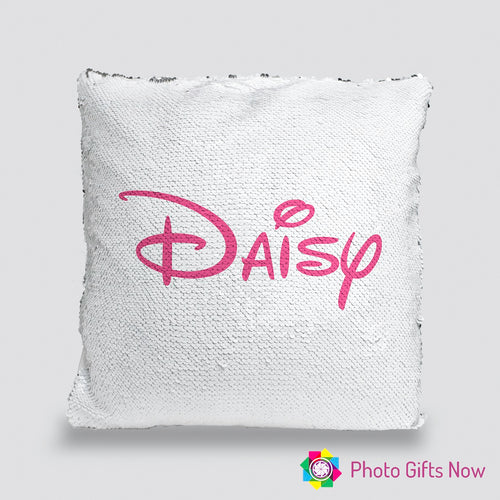 Personalised Sequin Cushion || Magic Reveal || Disney Style Text