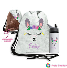 Load image into Gallery viewer, Personalised Sequin Drawstring Bag and Bottle || Magic Reveal || Lots of Designs