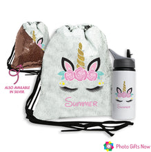 Load image into Gallery viewer, Personalised Sequin Drawstring Bag and Bottle || Magic Reveal || Lots of Designs