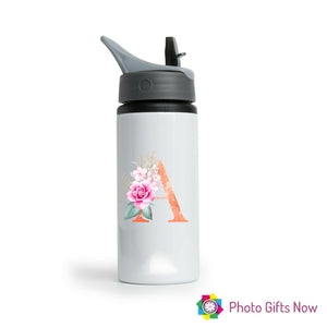 Personalised Metal 625 ml || Flip Top Water Bottle || BPA free || Glitter Initials.