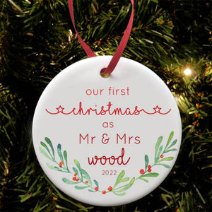 Personalised Christmas Bauble || First Christmas ||  Ceramic Decoration || Tree Decoration