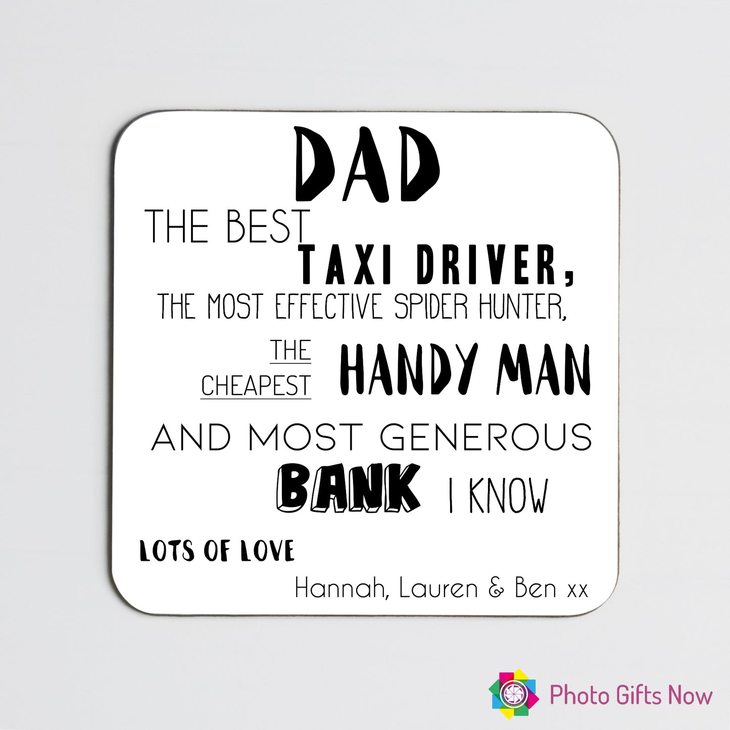 Dad Personalised Hardboard Coasters || Coffee & Tea