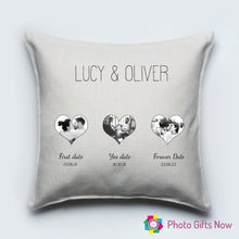 Load image into Gallery viewer, Personalised Luxury Soft Linen Cushion || Names &amp; Images