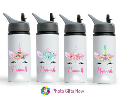 Personalised Metal 625 ml || Flip Top Water Bottle || BPA free || Spring Unicorn || Design