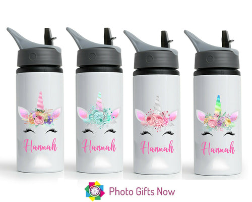 Personalised Metal 625 ml || Flip Top Water Bottle || BPA free || Spring Unicorn || Design
