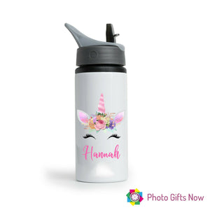 Personalised Metal 625 ml || Flip Top Water Bottle || BPA free || Spring Unicorn || Design