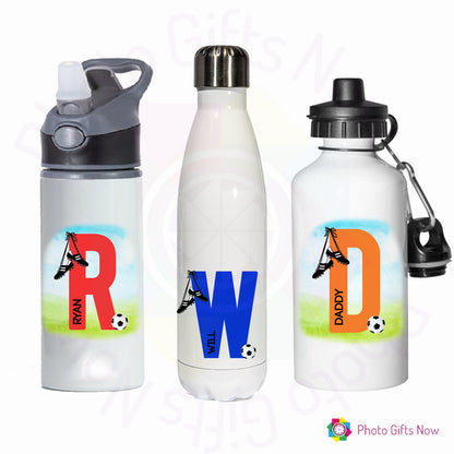 PERSONALISED Football Water Bottle ||  625ml, 600ml, 500ml ||  BPA free