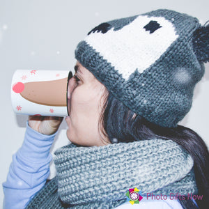 Christmas 11oz Black Handle Mug || Snowman OR Rudolph Nose