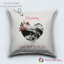 Load image into Gallery viewer, Linen Cushion || Scan Picture || First Time Parents ||