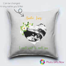 Load image into Gallery viewer, Linen Cushion || Scan Picture || First Time Parents ||
