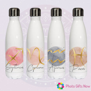 PERSONALISED Zodiac Star Sign || Stainless Steel Bowling Bottle || 500ml Chilly
